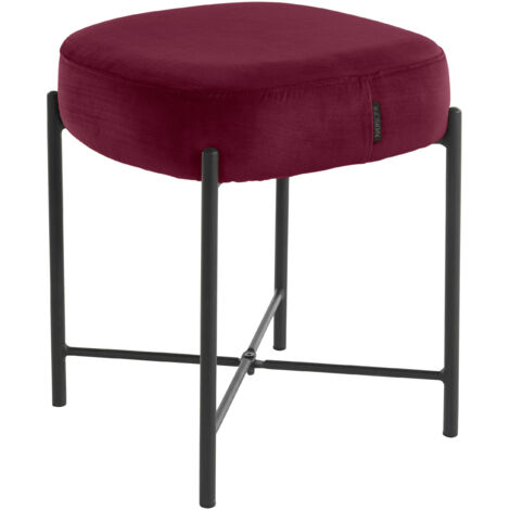 Berry-Tabouret en velours bordeaux