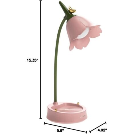 Berührungsempfindliche LED-Tischleuchte in Blumenform, Nachttischlampe, USB-Anschluss, dimmbar, rosa