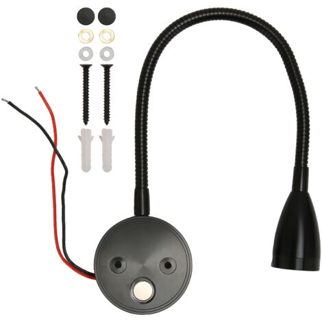 Berührungsgesteuerte LED-Wandleseleuchte, 3 einstellbare Farbtemperaturen, flexibler Schwanenhals, für Wohnmobile und Boote, 12–24 V DC, schwarz