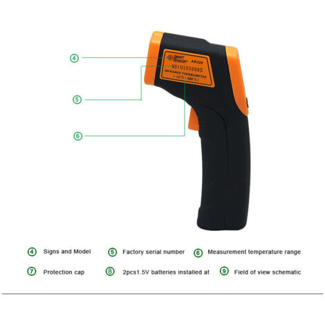 Berührungsloses digitales Laser-Temperaturpistolen-Infrarot-Thermometer (-32 °C 380 °C) Einstellbarer Emissionsgrad - Kein Stirnthermometer zum Kochen/Grillen/Einfrieren - Fleischthermometer 1 Stück 1