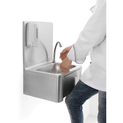 Berührungsloses, kniemontiertes Handwaschbecken aus Edelstahl - Hendi 810309