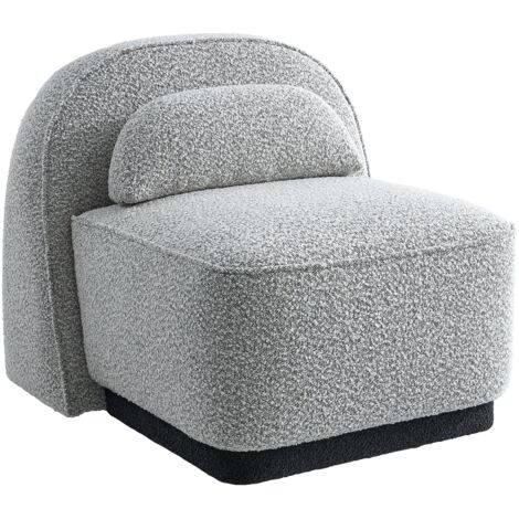 BERY - Fauteuil pivotant en tissu bouclette gris