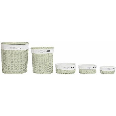 Beschichtungskorb Set 5 Polyester Weiden 51x37x56 Grüner Polyester Weidenmaterial Mehrfarbige Farbfamilienkörbe und Kisten Details