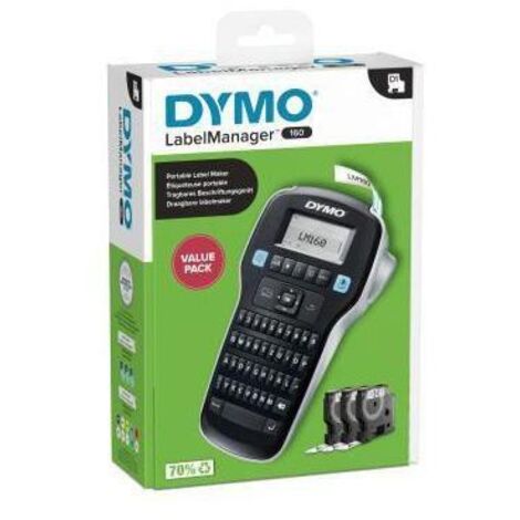 Beschriftungsgerät ® LabelManagerT 160 Value Pack 1 Display-Zeile 6 Schriftgrößen 2 Druckzeilen inkl. 3 D1-Bänder 12 mm (schwarz auf weiß)