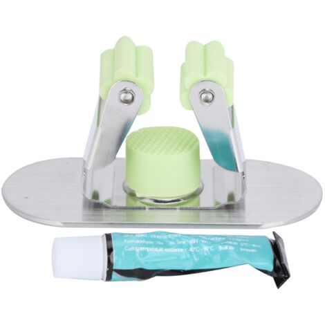 Besenhalter aus Edelstahl, Mopphalter mit Clip, Aufbewahrung für Küche und Bad, grün