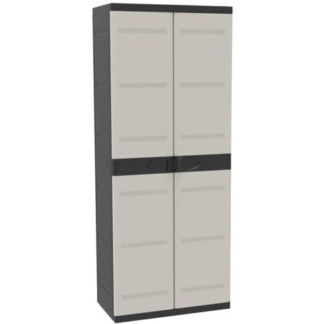 Besenschrank aus Kunstharz, 176 x 70 x 41 cm, 9204, Schwarz