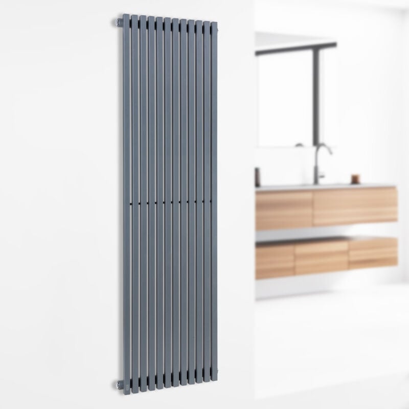 Besoa - Delgado Radiateur à eau chaude 822W montage mural pour 20m² - Gris