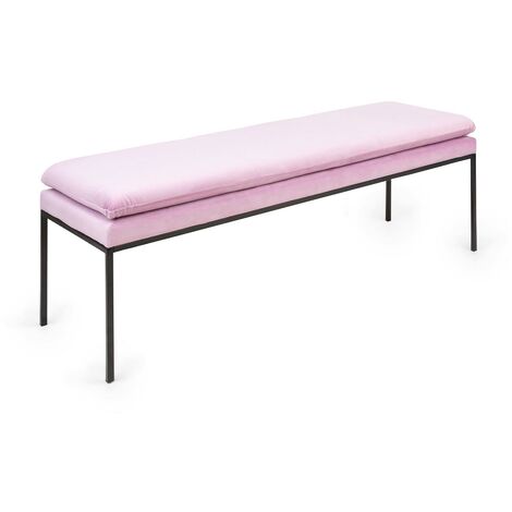 Besoa Eloise Upholstered Bench Foam Padding Velvet Polyester Cover Steel pink