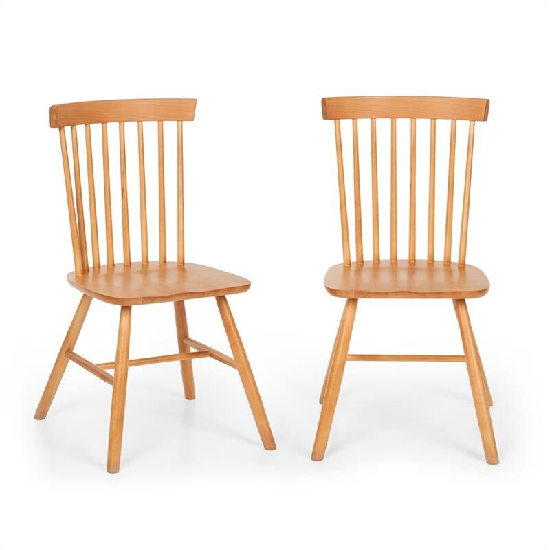 

Besoa - Fynn Set de 2 sillas de madera de haya Diseño Windsor Color madera