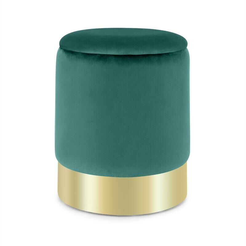 

Besoa - Gigi Taburete revestido de 38x31cm (AltoxØ) Compartimento interior Terciopelo Verde