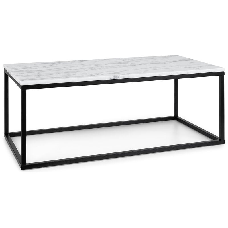 Besoa - Volos T100 Table basse intérieur & extérieur 100x40x50 cm plateau marbre - Noir / Blanc - Noir / Blanc