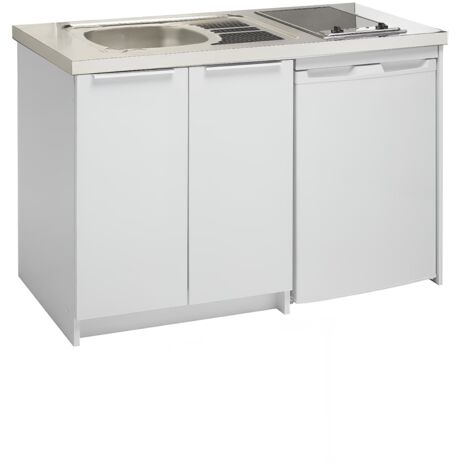 Besoin D'Habitat - Meuble cuisinette BOREALE ou CADETTE melamine 1 etagere 2 portes blanc largeur 140 cm caisson 80 cm , MODERNA, Ref. ABCJ140D05
