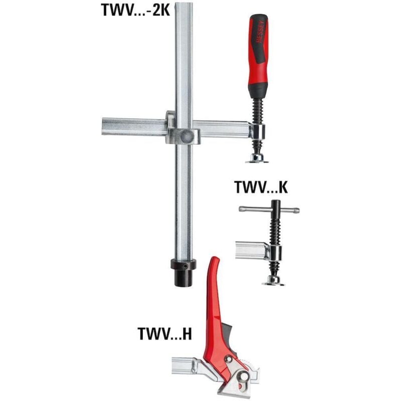 Elément de serrage pour tables de soudage à longueur de travail variable twv avec levier 300/175 mm - TWV28-30-17H - Bessey