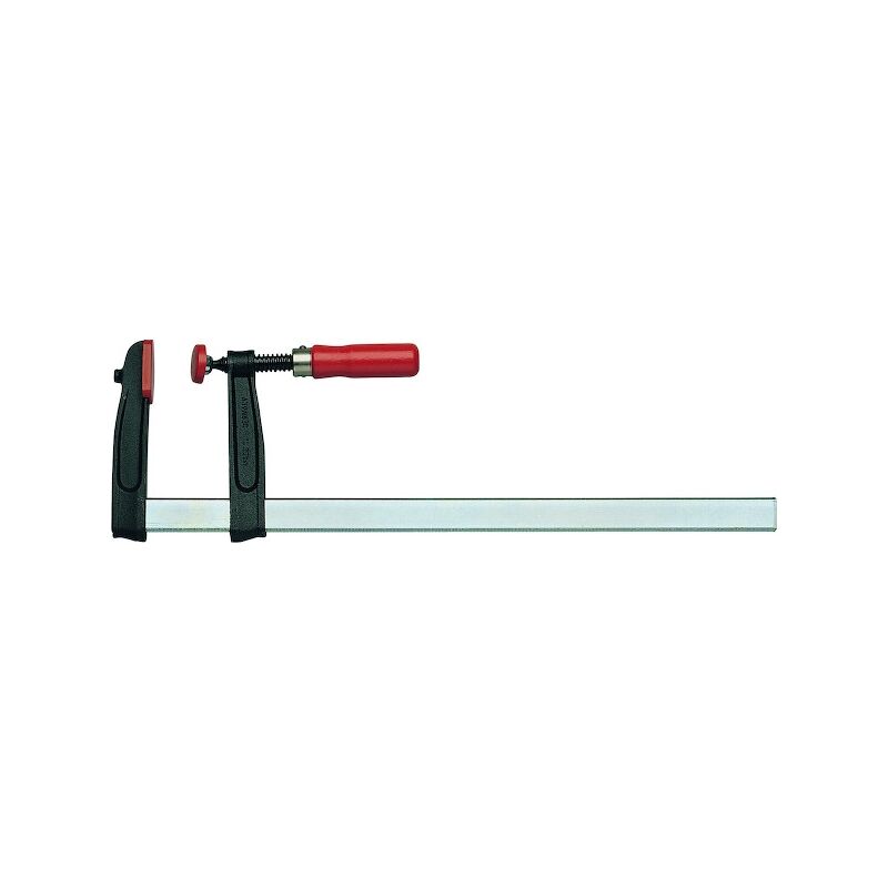 Presse à vis en fonte malléable avec poignée bois tgr Rail 25 x 6 mm - Capacité de serrage : 200 mm - Saillie : 80 mm Bessey
