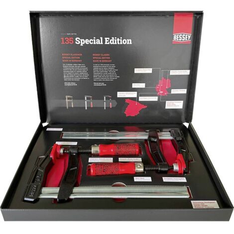 Bessey – Serre-joints 250mm TGA25SET135 – Capacité de serrage 120mm – Édition spéciale anniversaire – Pour bois dur et teck