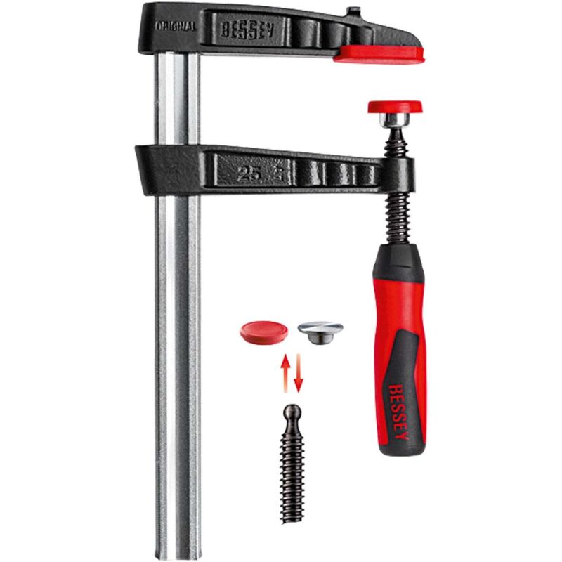 Schraubzwinge Temperguss mit 2-Komponenten-Heft 160x 80mm / 25x 6mm - Bessey