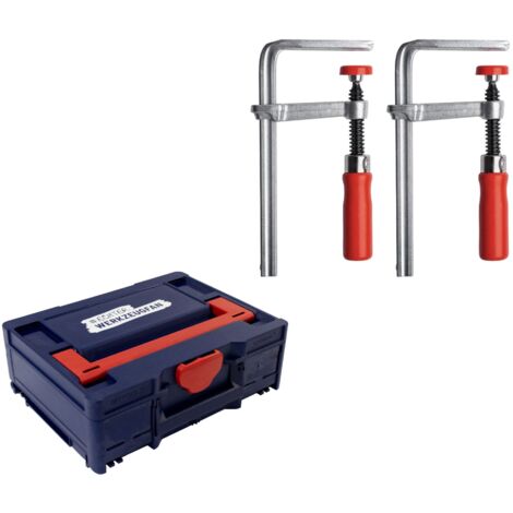Bessey Tischzwinge GTR Spannweite 120 mm für Führungssschienen 2er Set & EW Systainer³ M 137 blau / rot
