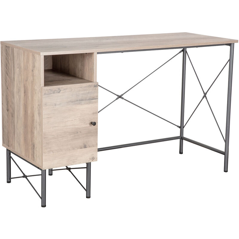 Bessy - Bureau en bois et métal avec 1 porte + 1 compartiment - 120x48x76 cm