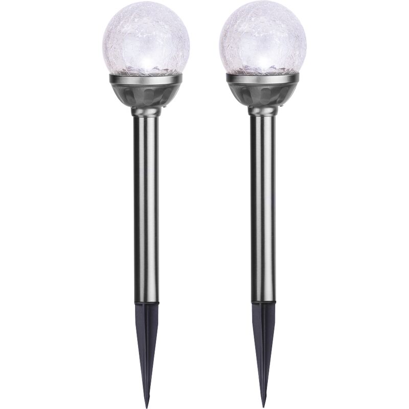 Best Season - 477-37 Barres solaires led avec boule, lot de 2 39 x 8 cm, argent Best Season - 477-37 Barres solaires led avec boule, lot de 2 39 x 8 cm, argent