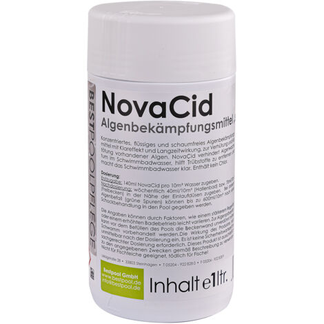 Best Algenmittel NovaCid Pool Wasserpflegemittel 1 Liter Dose