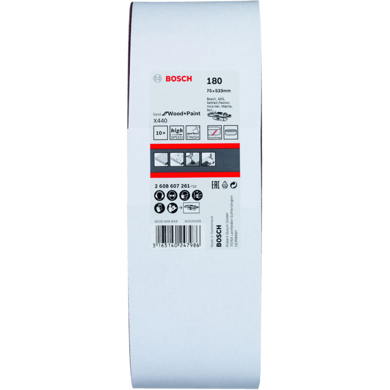 

2608607261 Juego de bandas de lija X440, 10 uds. 75 x 533 mm 180 - Bosch