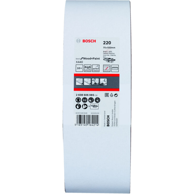 

2608606085 Juego de bandas de lija X440, 10 uds. 75 x 533 mm 220 - Bosch