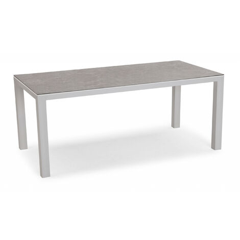 Best Freizeitmöbel Aluminium Tisch Paros 160 x 90 cm weiss/Teakholz  Loungetisch