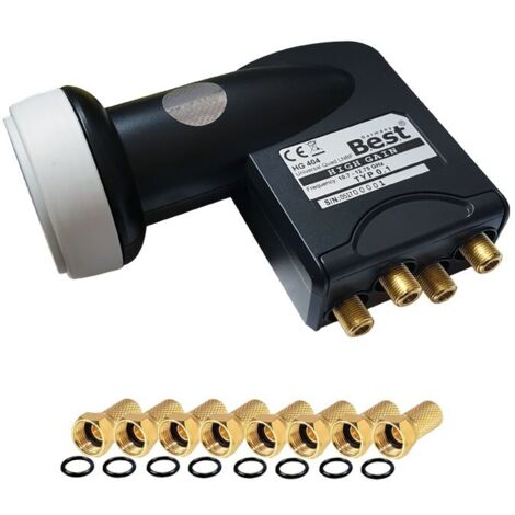 BEST GERMANY HG404 LNB Quad 0,1dB Full HD Compatible 4K Canal+ Astra TNTSAT Fransat + 8 FICHES F