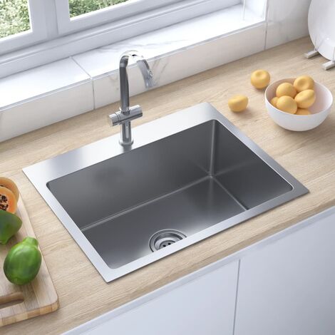 Mobile Cucina Sottolavello con Lavello acciaio INOX 304 Vasca Sinistra e  Gocciolatoio, 2 ante in Bianco Frassino Venato, cm 80x50 H88-Relax e Design