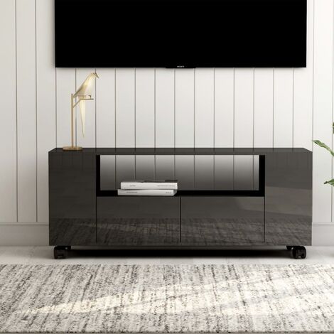 vidaXL Mobile Porta TV con Ruote 110x30x37 cm in Legno di Mango Grezzo