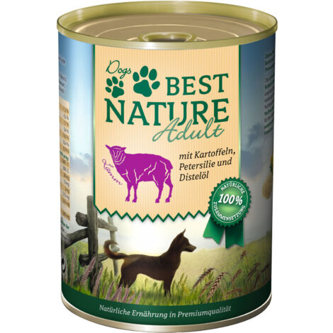 Best Nature Adult, Nassfutter für Hunde, 400g - Lamm mit Kartoffeln, Petersilie und Distelöl