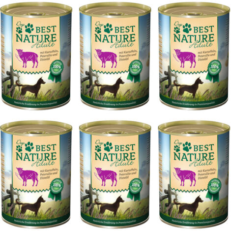 Best Nature Adult, Nassfutter für Hunde, 6x 400g - Lamm mit Kartoffeln, Petersilie und Distelöl
