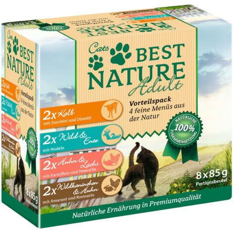 Best Nature Multi-Pack Nassfutter für Katzen, 8x 85g