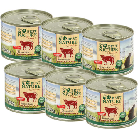 Best Nature Senior Lamm + Weizenkleie, Nassfutter für ältere Katzen - 6x 200g