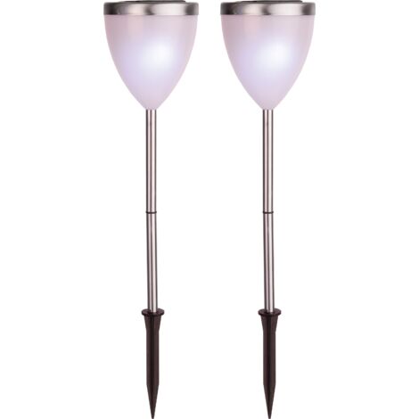 Best Season 477-35 LED-Solar-Pathlights 2-er Set 46 x 10 cm, silber