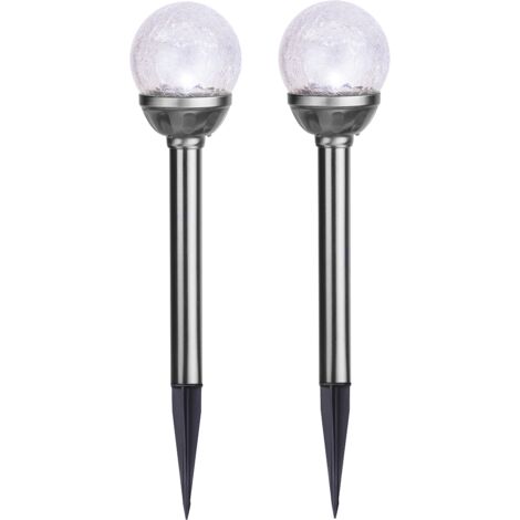 Best Season LED-Solar-Stäbe, 2er-Set, 39 x 8 cm, silber