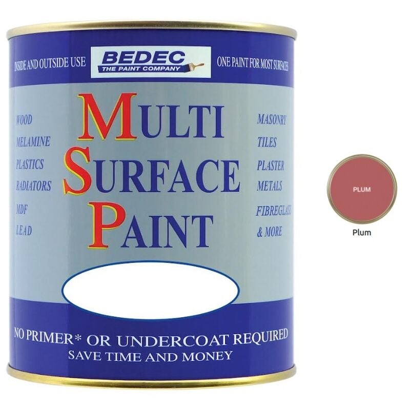 Bedec - Multi Surface Paint - Satin - Plum - 2.5L - Plum