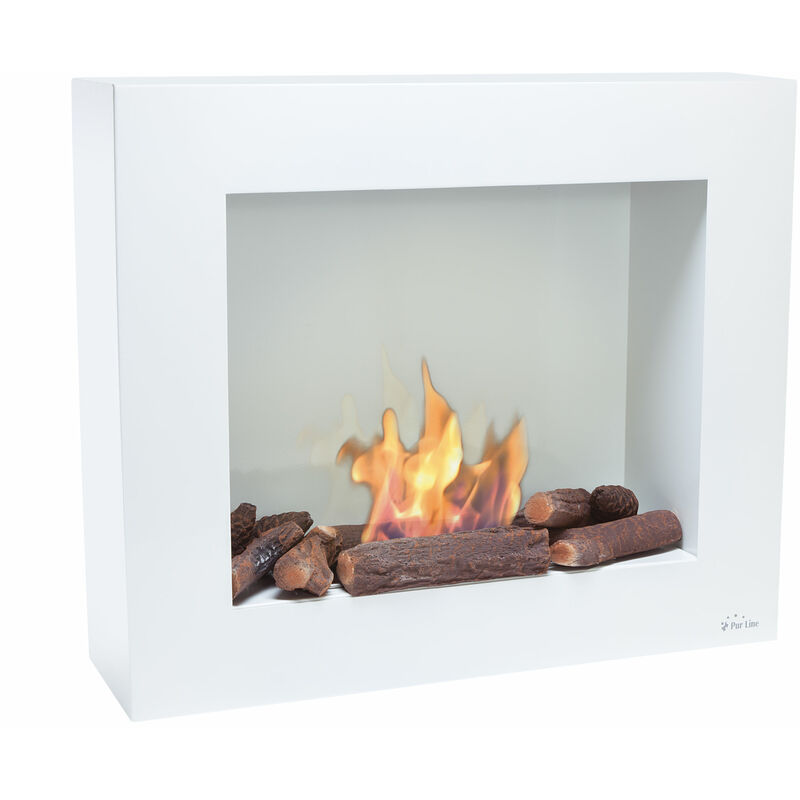 

Biochimenea de suelo o pared de color blanco con kit de leños embudo y jarra
