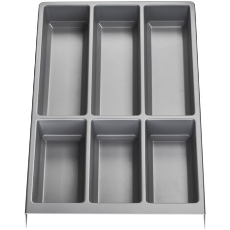 Besteckeinsatz SEPARADO Individual silbergrau genarbt (300 x 474 x 51 mm) Schubladeneinsatz ab 40cm Schrankbreite für Besteck von SOTECH