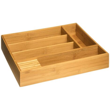 Besteckkasten Organizer, 100% Bambus, 5 Fächer, 38 x 28 cm