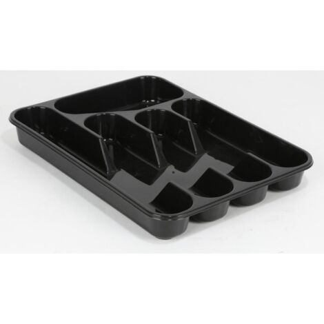 Besteckkasten schwarz Besteckeinteiler Besteckbox Besteckeinsatz 32,5x25x4cm Schubladeneinsatz Kunststoff