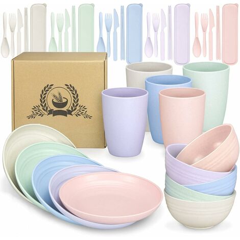 Besteckset, 40-teiliges Campingbesteckset für Erwachsene, Frühstücks- und Abendessen-Servierset (Farbe)
