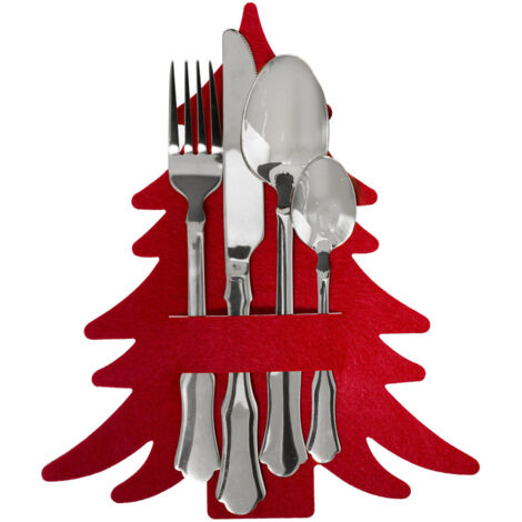Bestecktasche Weihnachtsbaum, 4er-Set
