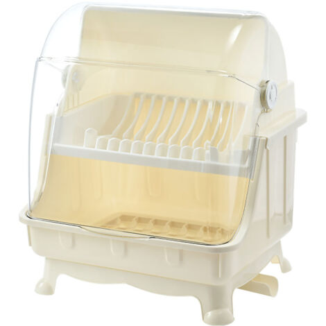 Bestecktrockenständer mit Deckel, multifunktionale Küchenaufbewahrungsbox, Beige