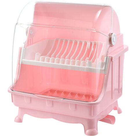 Bestecktrockenständer mit Deckel, multifunktionale Küchenaufbewahrungsbox, Rosa