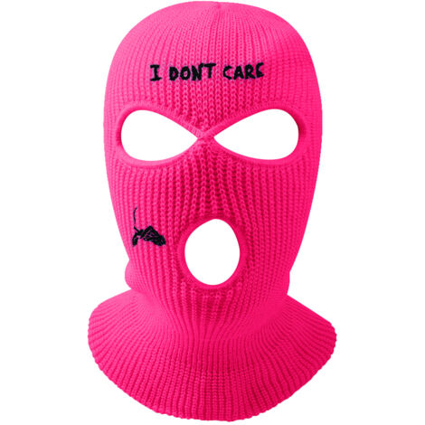 Bestickte Strick-Sturmhaube mit 3 Löchern für Damen und Herren – Warme Gesichtsmaske zum Radfahren, Skifahren und Winterlaufen