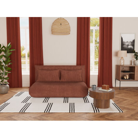 Bestmobilier – Banquette 2 places convertible clic-clac en velours côtelé – Couchage 200x140cm – Coussins déhoussables – Style contemporain