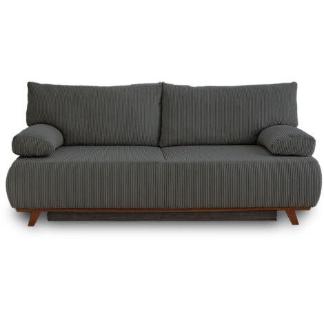 Bestmobilier – Canapé convertible 3 places avec coffre – Velours côtelé 100% polyester – Couchage 140x187 cm – Fabrication Europe