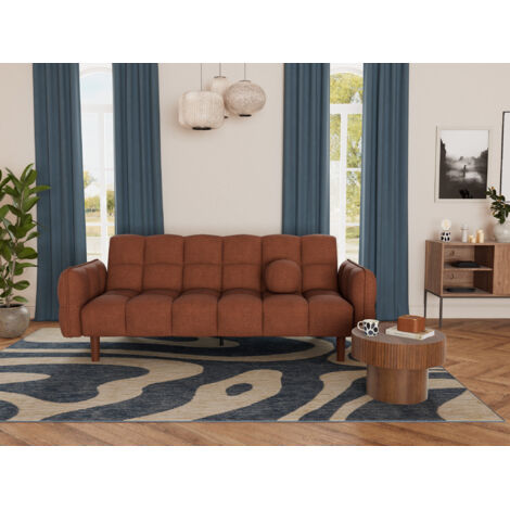 Bestmobilier – Canapé convertible clic-clac 2 places – Tissu texturé – Couchage occasionnel – Pieds en bois – Style contemporain