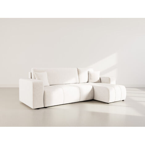 Bestmobilier – Canapé d'angle convertible 4 places réversible – Couchage 200x125 cm – Coffre de rangement 128x61x22 cm – Tissu résistant aux éclaboussures